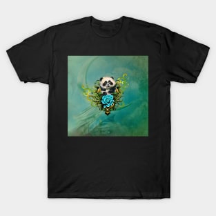 Cute little panda with flowers T-Shirt